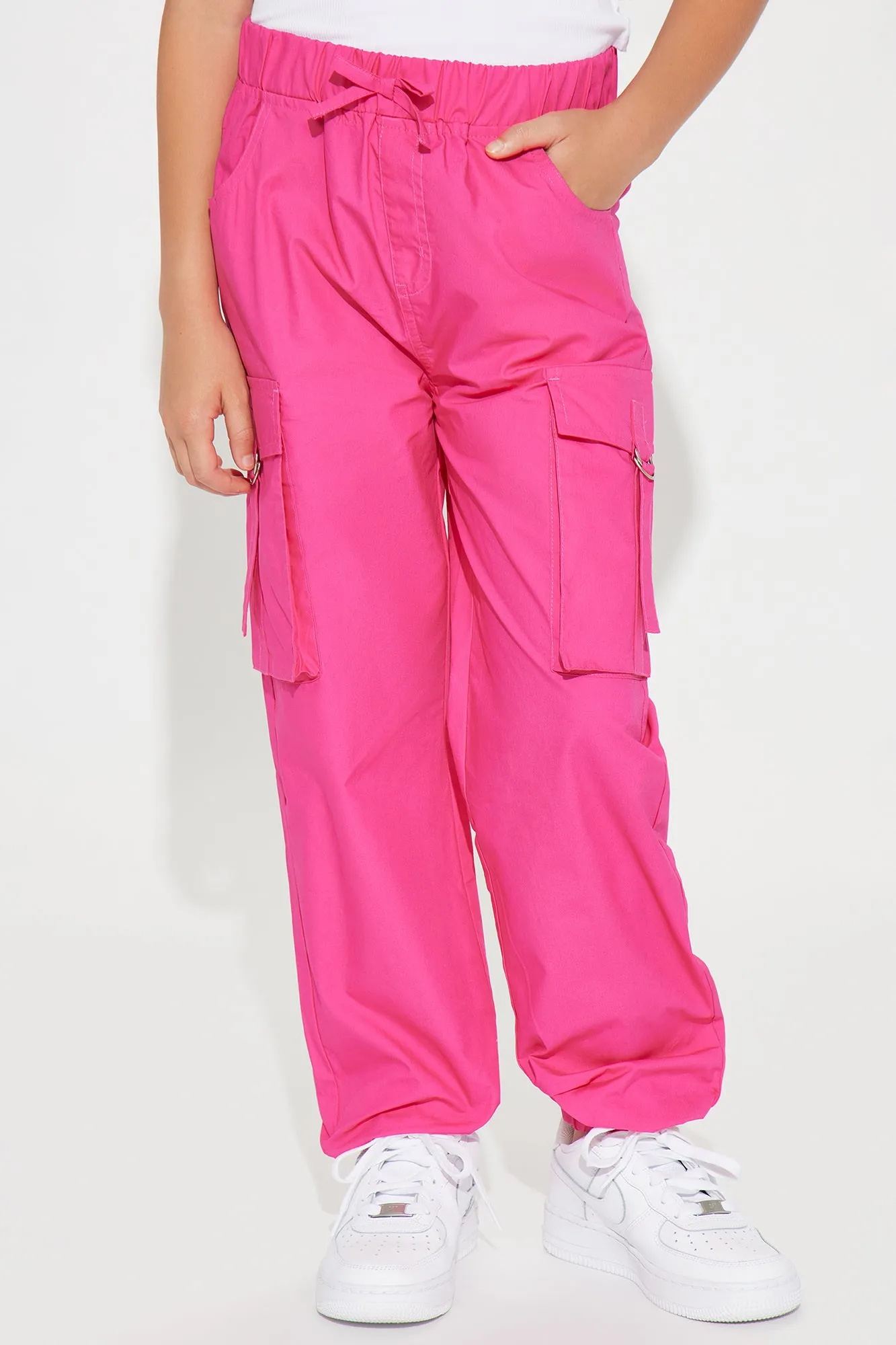 Mini Cargo Poplin Pants - Fuchsia