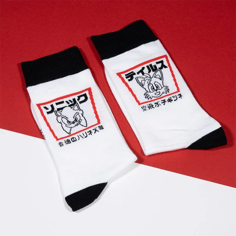 Official Modern Sonic the Hedgehog Japanese Style White and Black Socks (One Size)