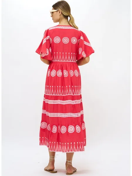 Oliphant Flirty V-Neck Maxi - Soleil Red