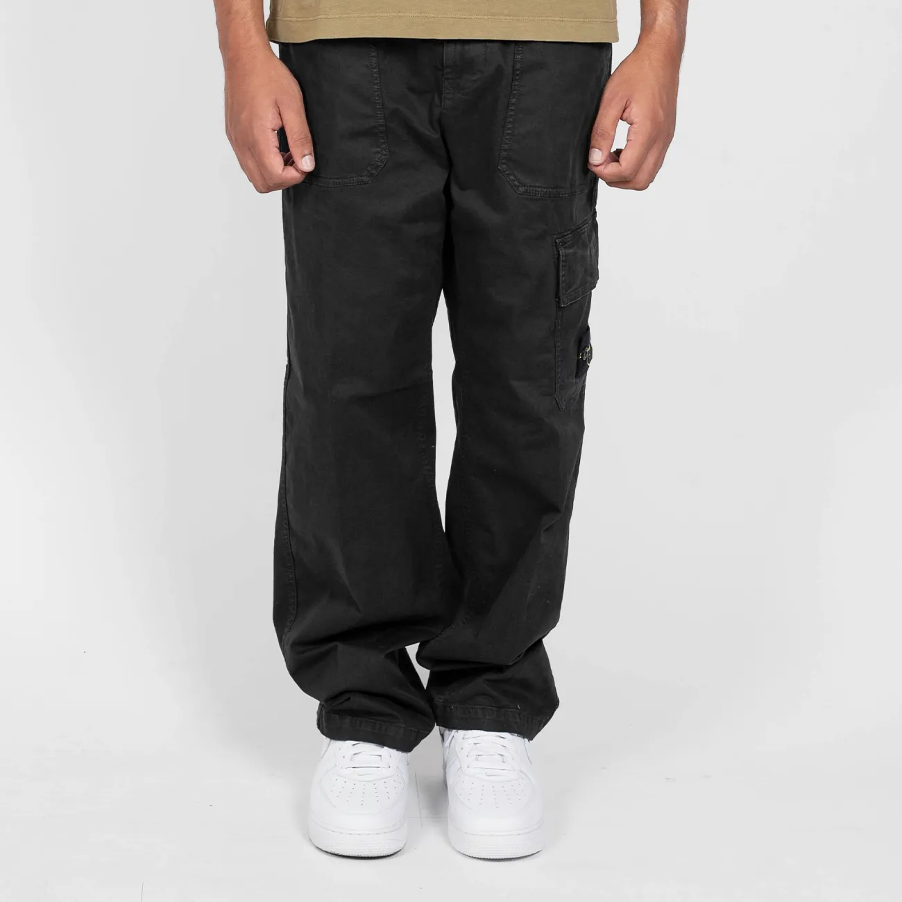 Pants Worker Cargo Corded Waist Loose - Black 2978