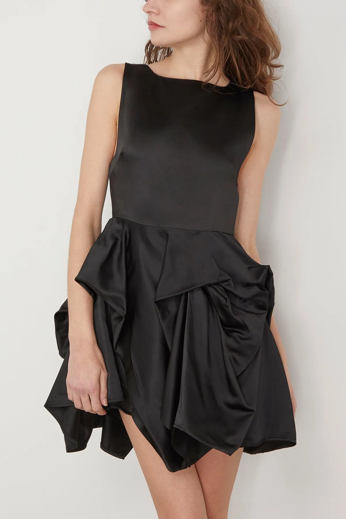 Peplum Bustier Dress in Black