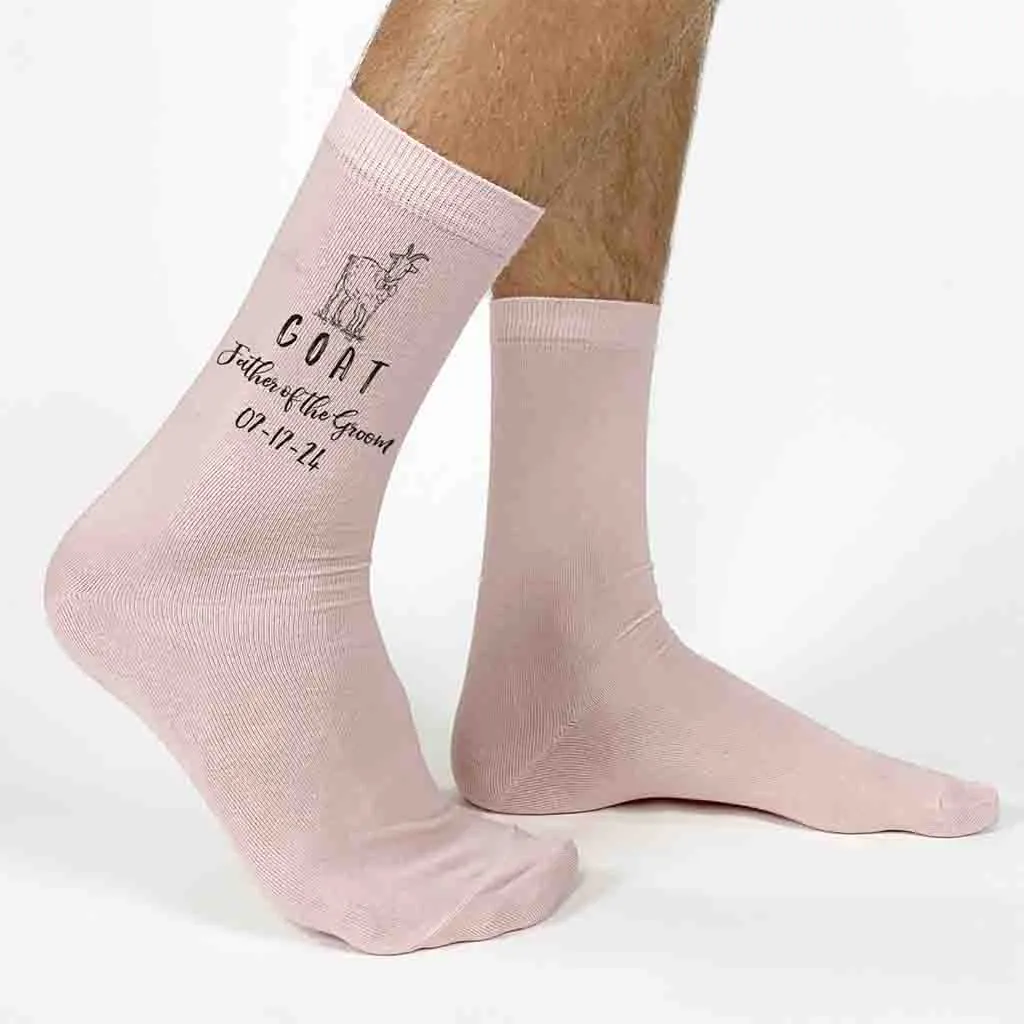 Personalized Wedding Socks for the GOAT Father of the Groom