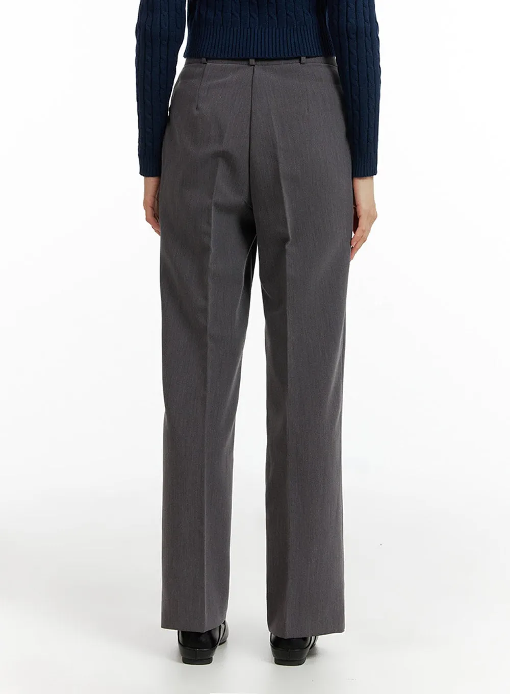 Pintuck Straight Leg Tailored Pants IF402