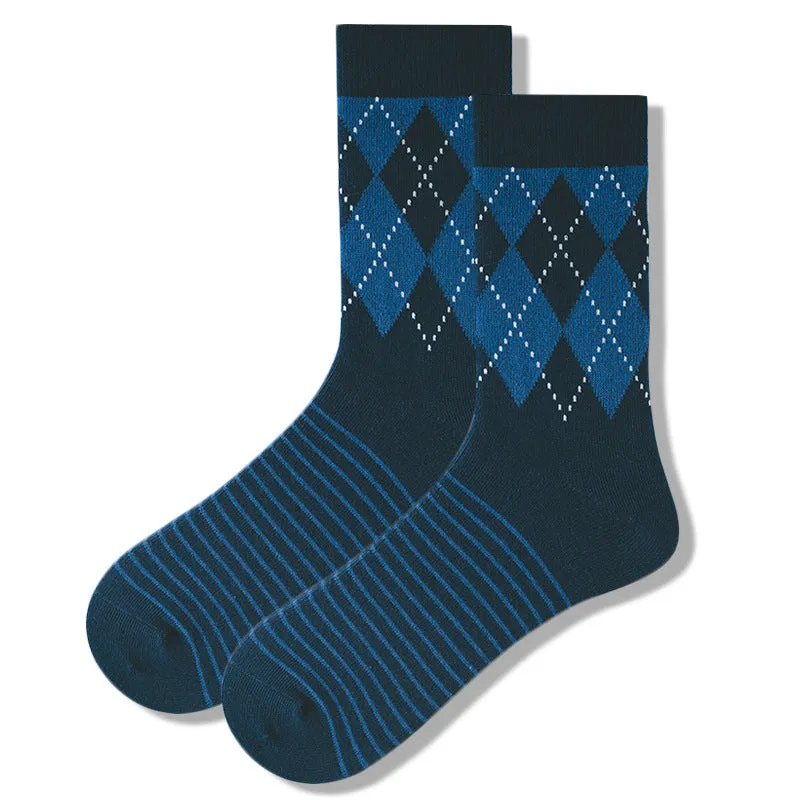 Plaid Men's Socks Tube Socks Cotton Socks