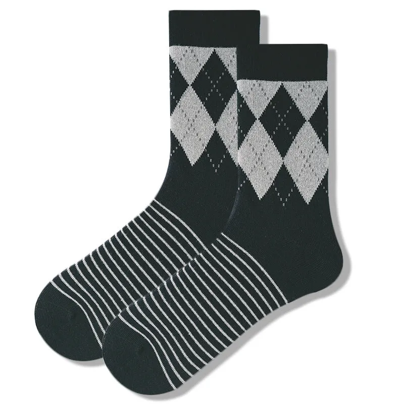 Plaid Men's Socks Tube Socks Cotton Socks