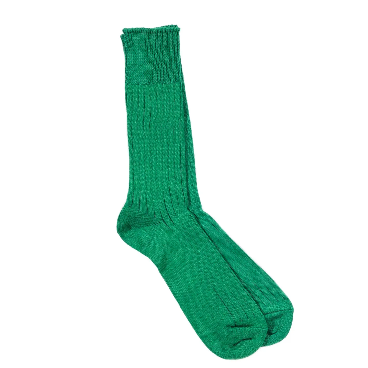 ROTOTO LINEN COTTON RIBBED SOCKS GREEN