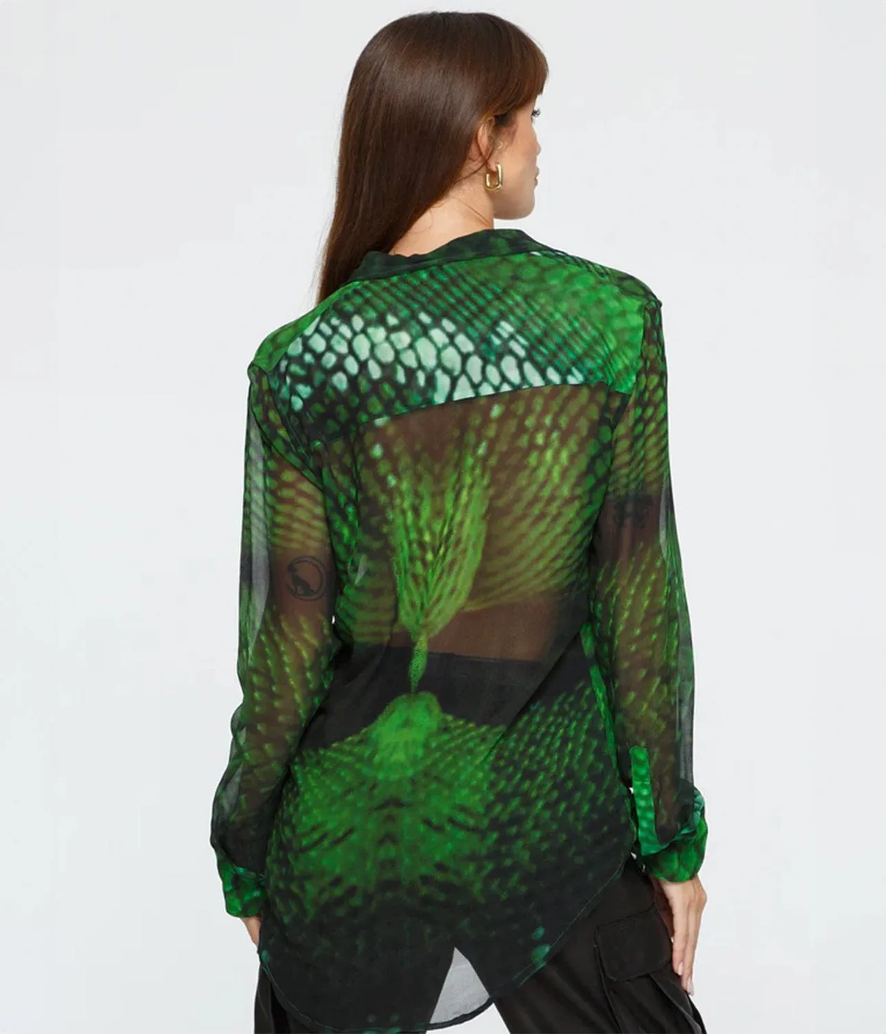 SCALED SILK SHIRT- GREEN