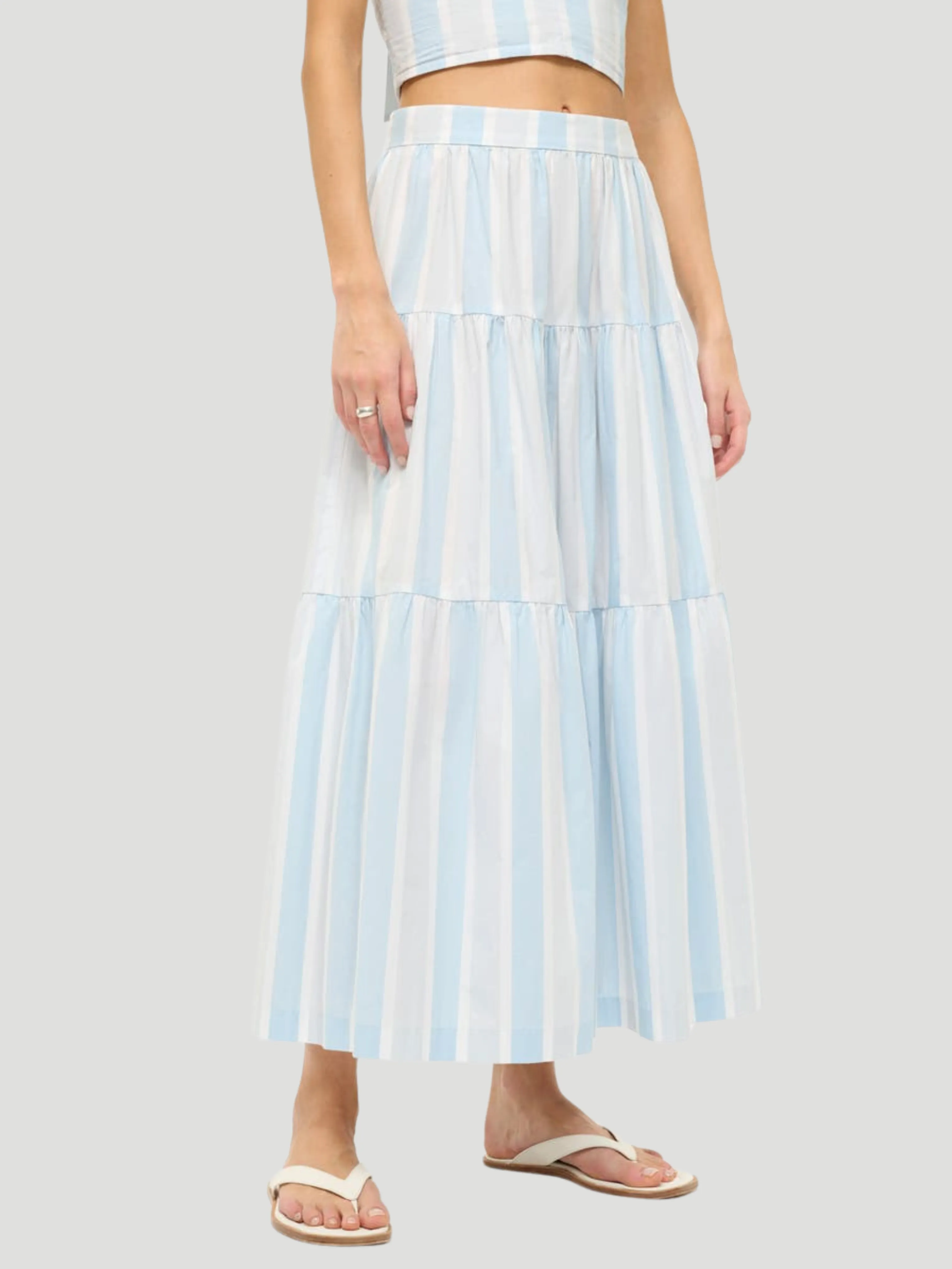 Sea Striped Cotton Maxi Skirt