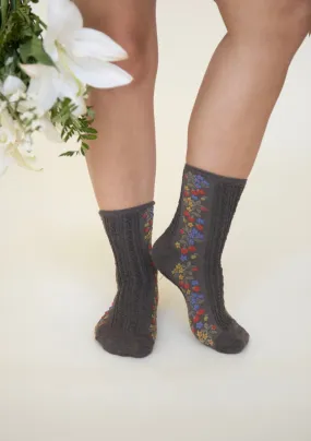 Secret Garden Socks in Grey