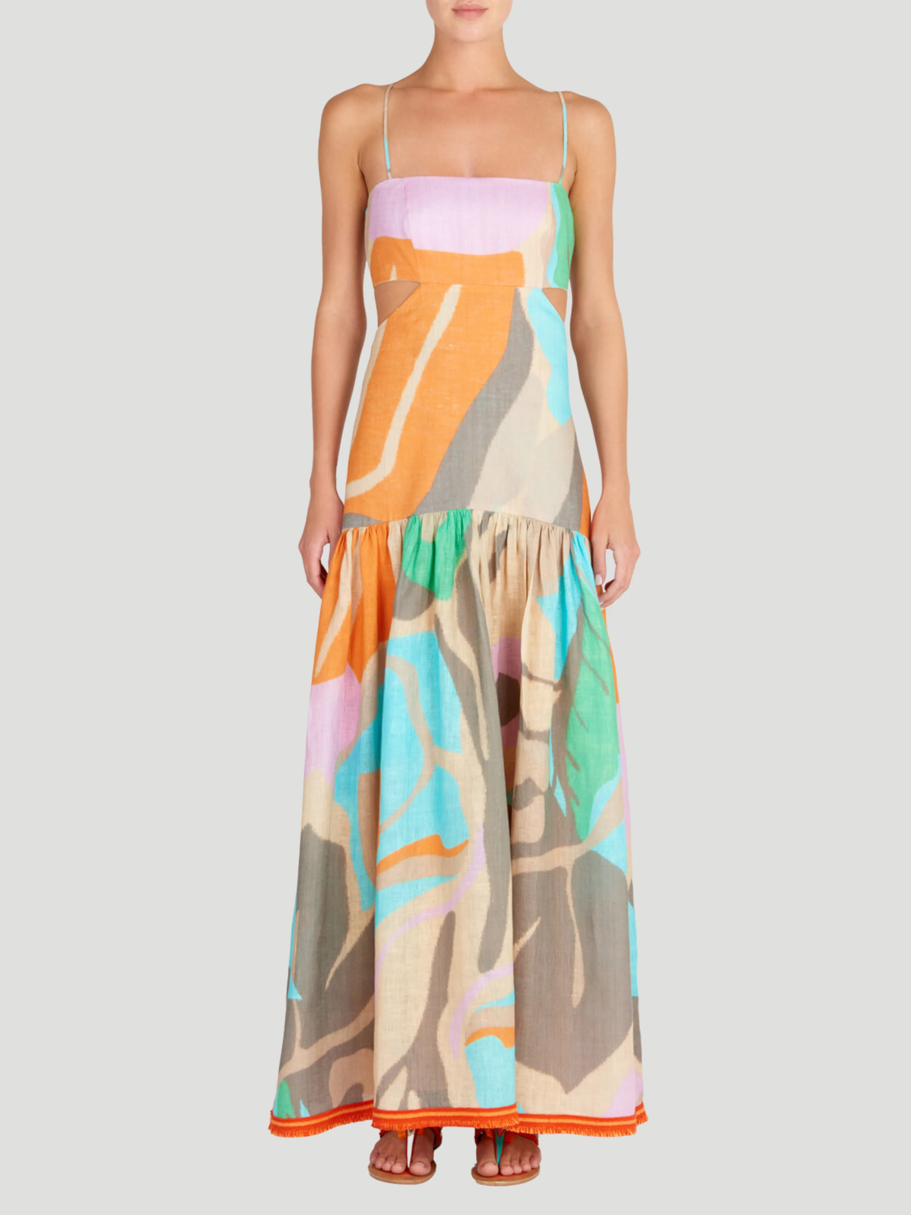 Shannon Printed Open-Back Maxi Dress