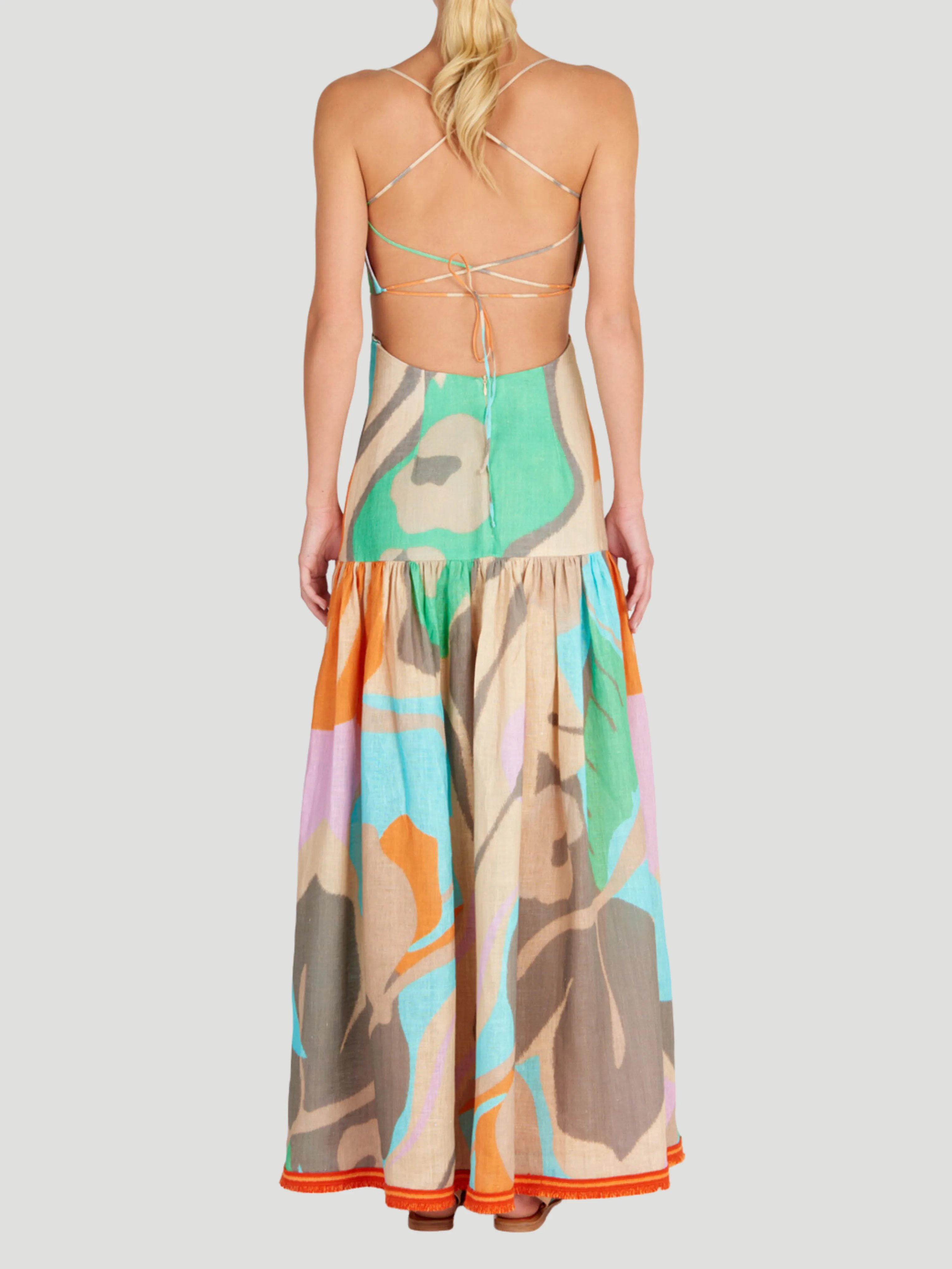 Shannon Printed Open-Back Maxi Dress