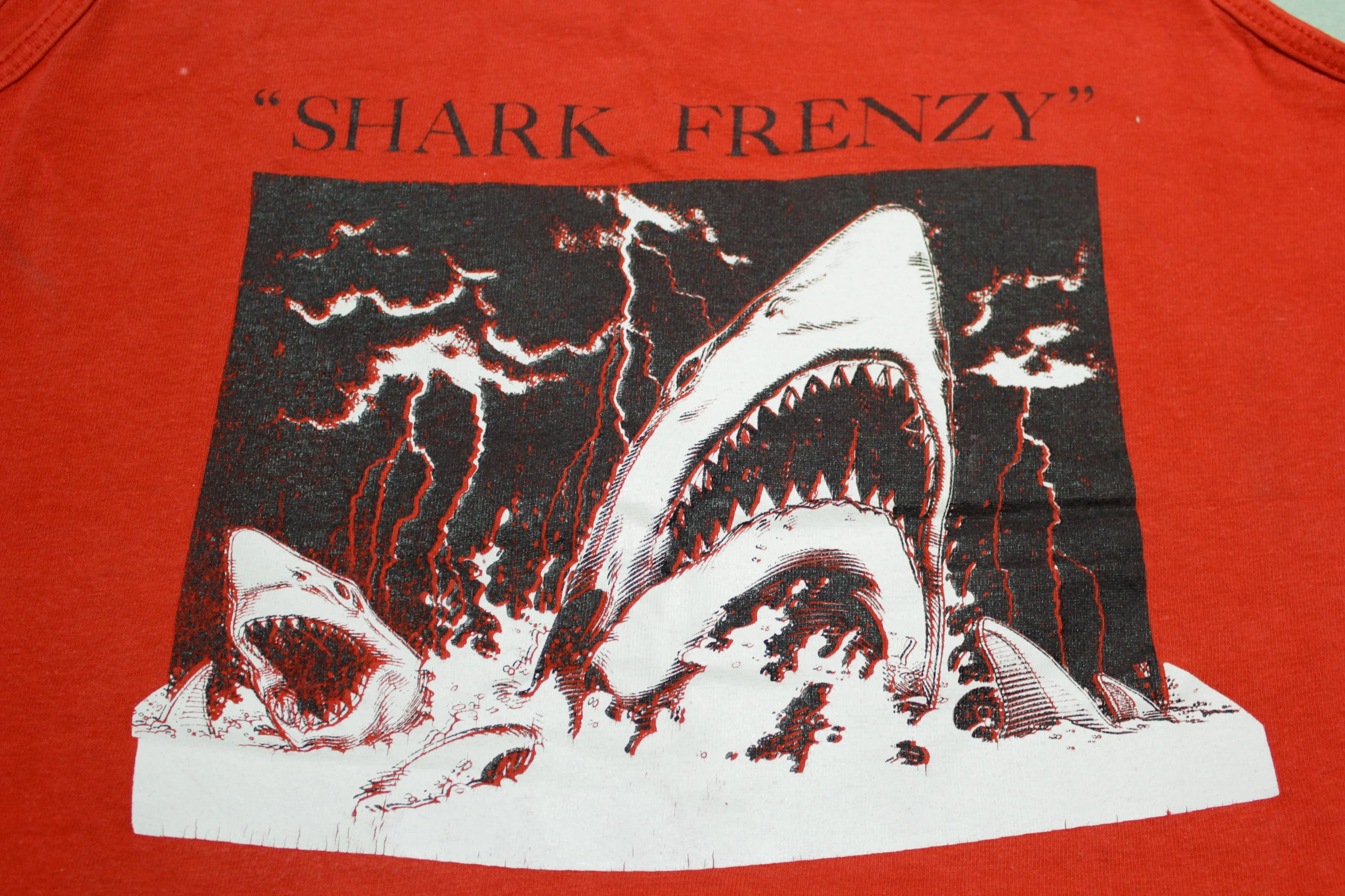 Shark Frenzy Vintage Hanes USA Single Stitch Tank Top 80's T-Shirt