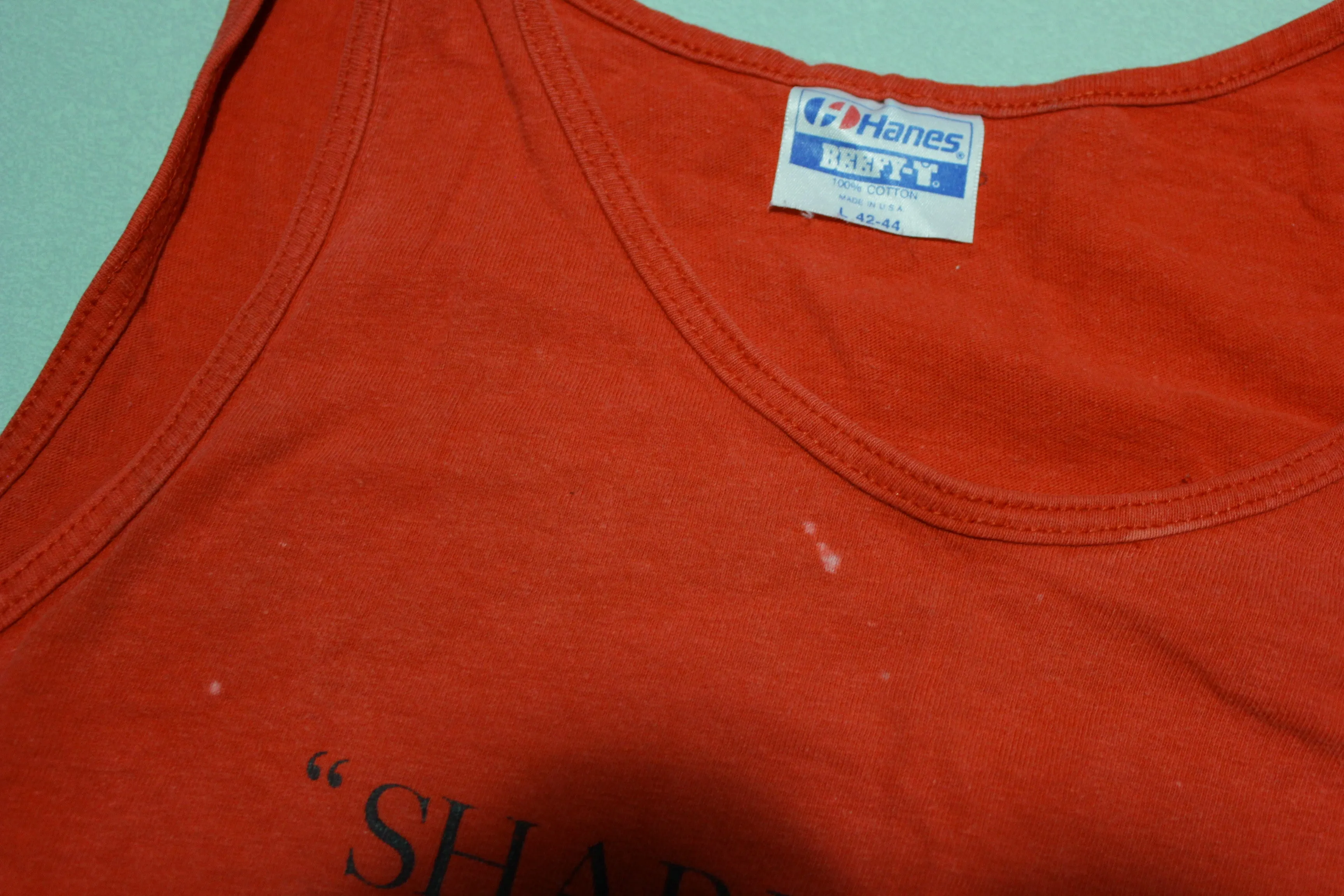 Shark Frenzy Vintage Hanes USA Single Stitch Tank Top 80's T-Shirt