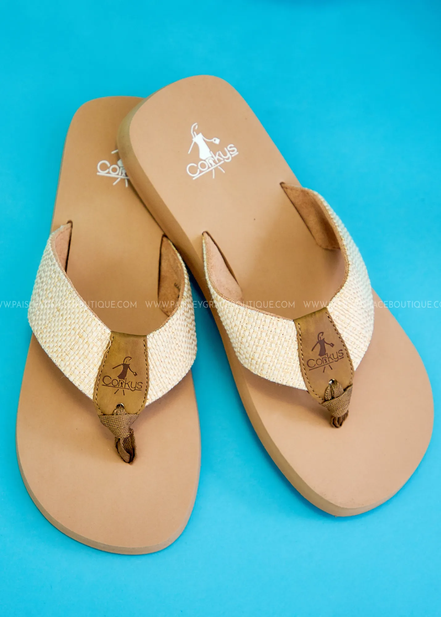 Summer Break Flip Flops by Corkys - Raffia