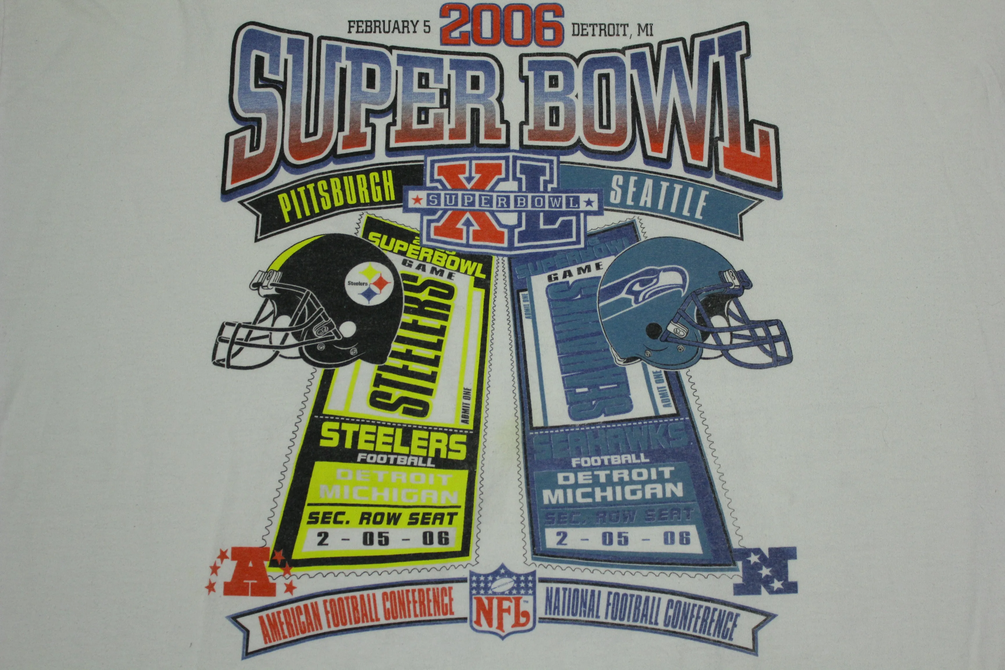 Superbowl History XL 2006 Seahawks Steelers Game Ticket T-Shirt