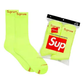 SUPREME HANES CREW SOCKS (4 PACK)-YELLOW