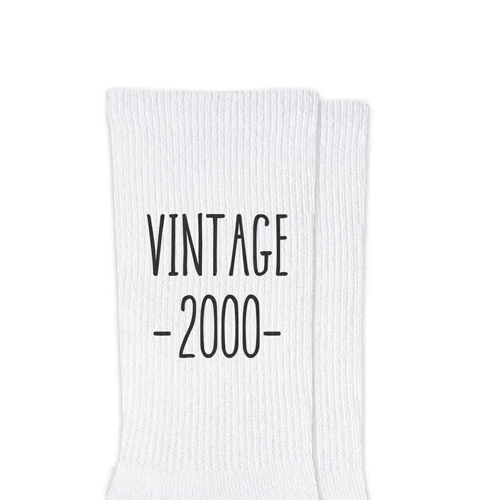 Vintage Birthday Socks for Him or Her with a Birthday Year