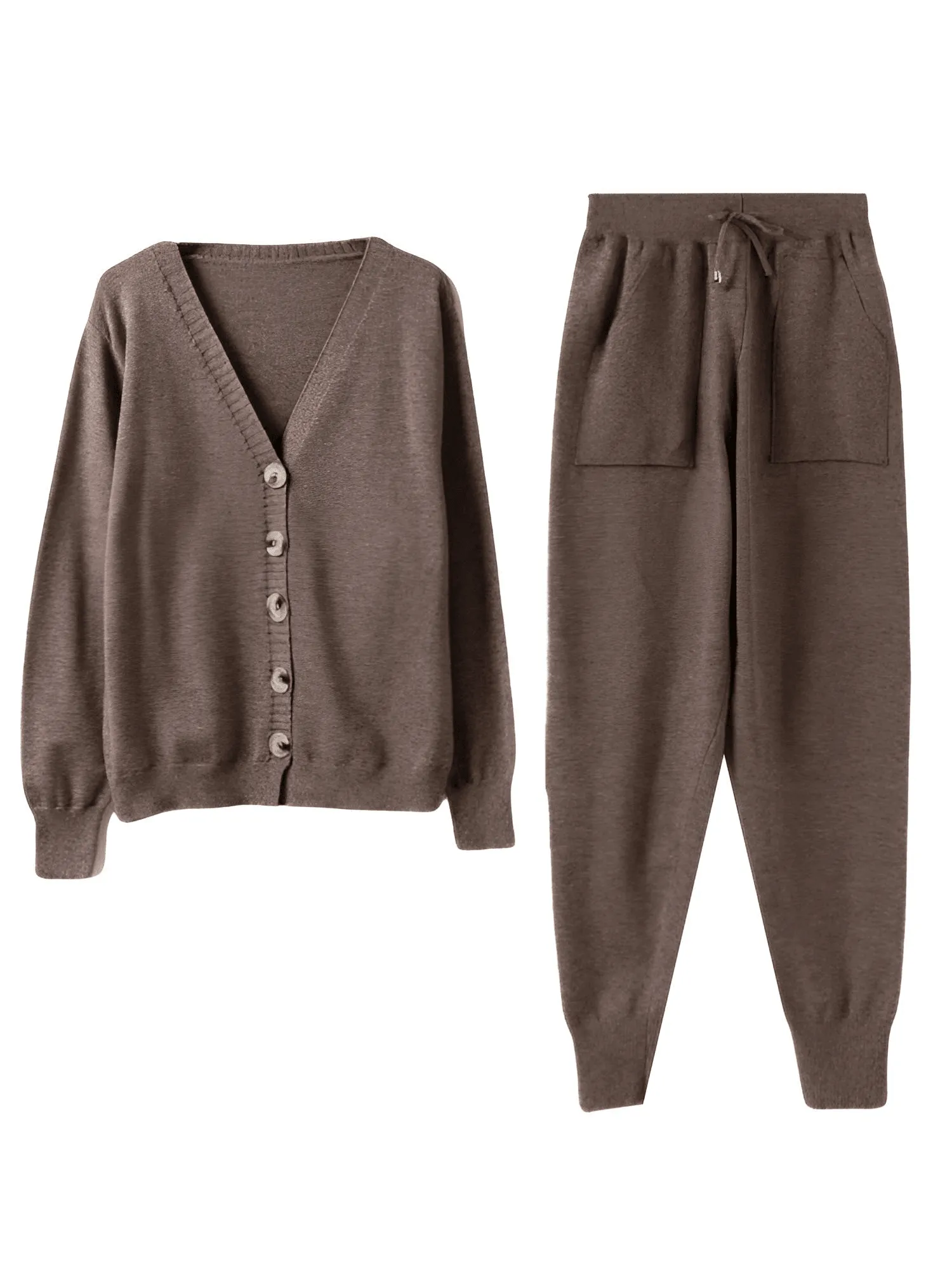 Women's Knitted 2 Piece Pant Suit Set